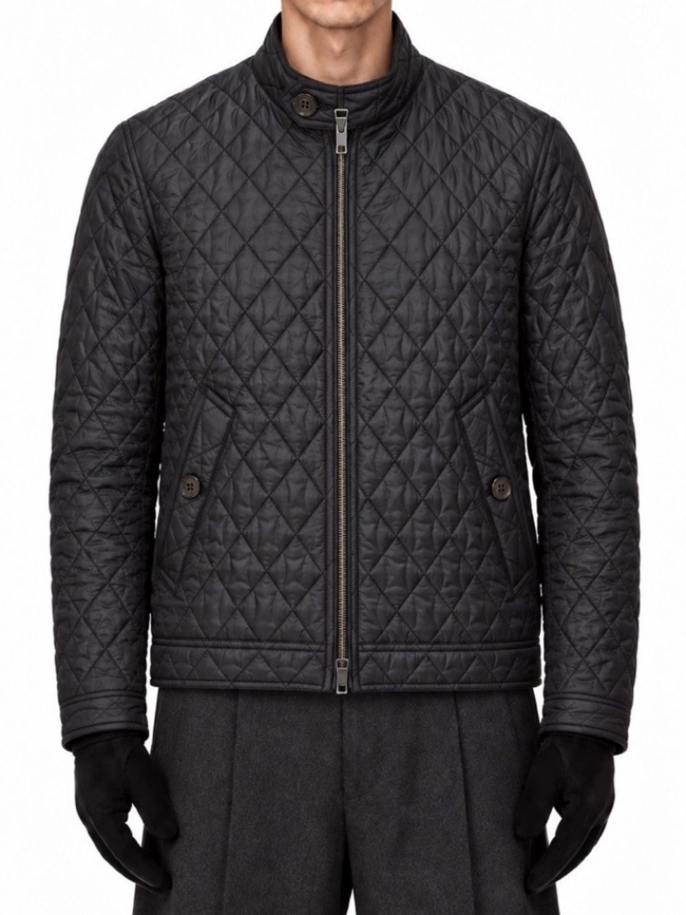 Burberry Brit Black Checked Diamond Quilted Jacket Men's Size Small NEW